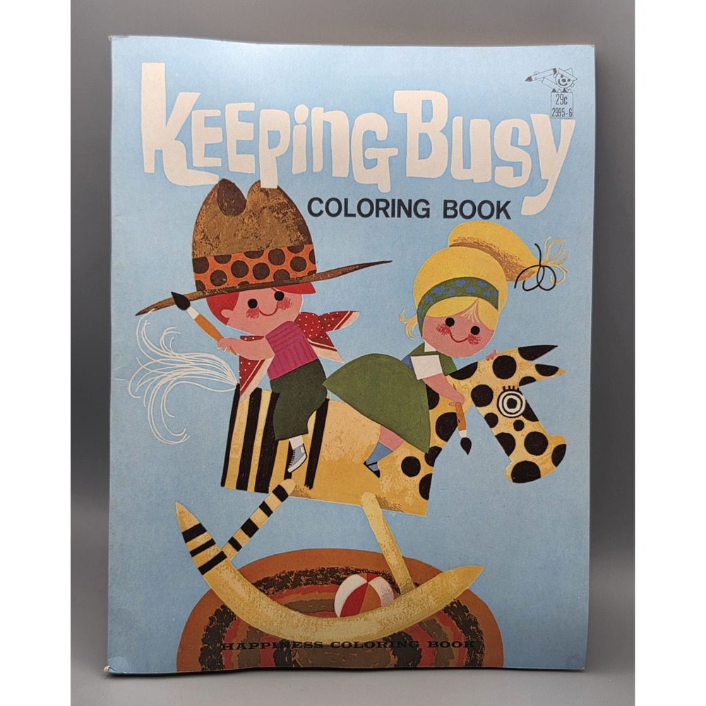 Vintage 1964 Keeping Busy Coloring Book Lot of 2 Happiness Books Finland 29¢ - Picture 4 of 6